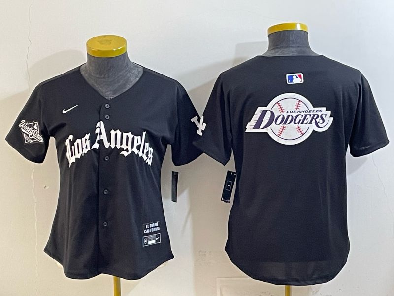 Women 2026 Los Angeles Dodgers Blank Black Game Nike MLB Jersey style 0032->women mlb jersey->Women Jersey